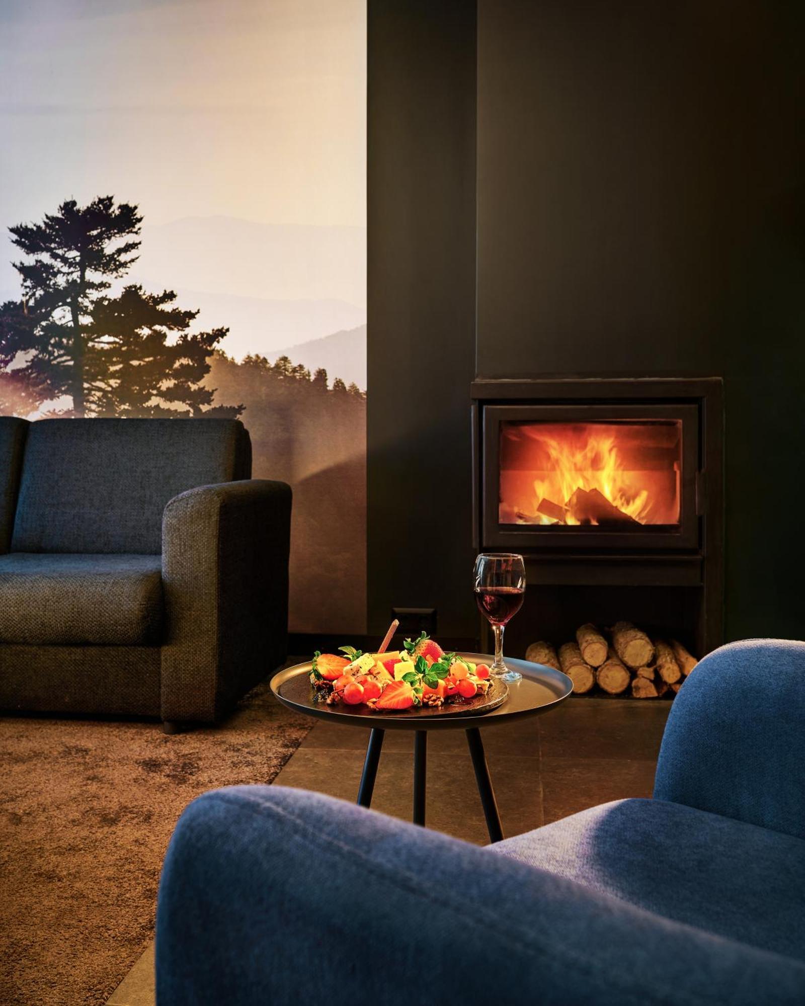 幸运班斯科公寓式酒店Spa及休闲 外观 照片 A wood-burning fireplace